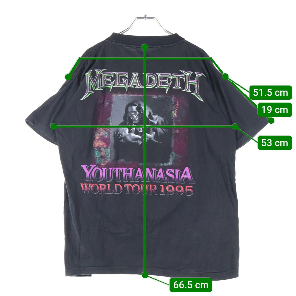 VINTAGE(ヴィンテージ) 90s MEGADETH Youthanasia Tour Tee ユースアネイジアツアー 両面プリント クルーネック半袖Tシャツカットソー グレー