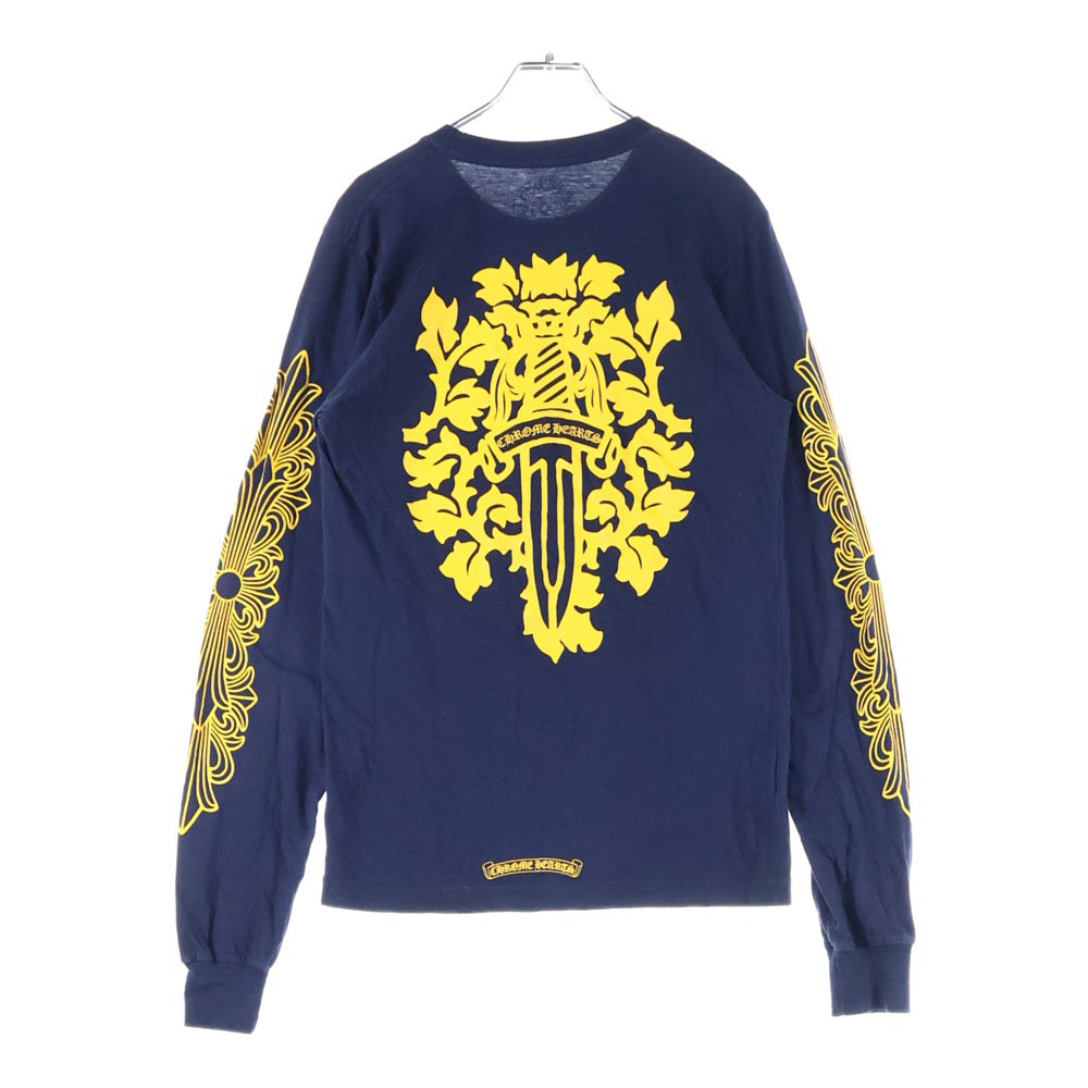 CHROME HEARTS(クロムハーツ) CH LS 1 ヴァインダガーフローラルプリントロングスリーブ長袖Tシャツ ネイビー/イエロー