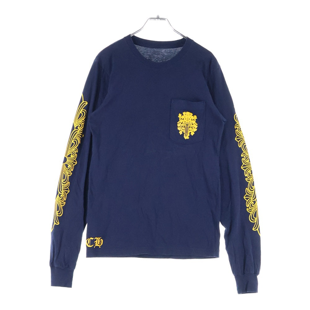 CHROME HEARTS(クロムハーツ) CH LS 1 ヴァインダガーフローラルプリントロングスリーブ長袖Tシャツ ネイビー/イエロー