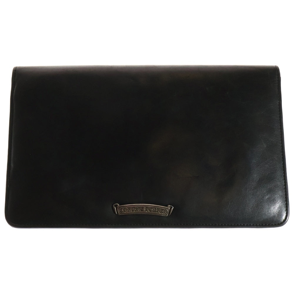 CHROME HEARTS(クロムハーツ) CH CRS SML CLUTCH BAG スモールCHクロス装飾 レザー フラット クラッチバッグ ブラック