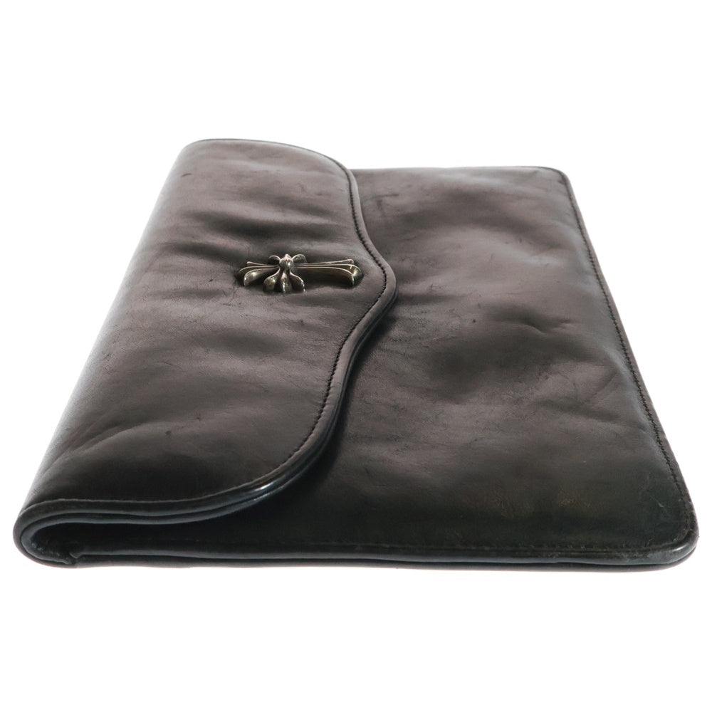 CHROME HEARTS(クロムハーツ) CH CRS SML CLUTCH BAG スモールCHクロス装飾 レザー フラット クラッチバッグ ブラック