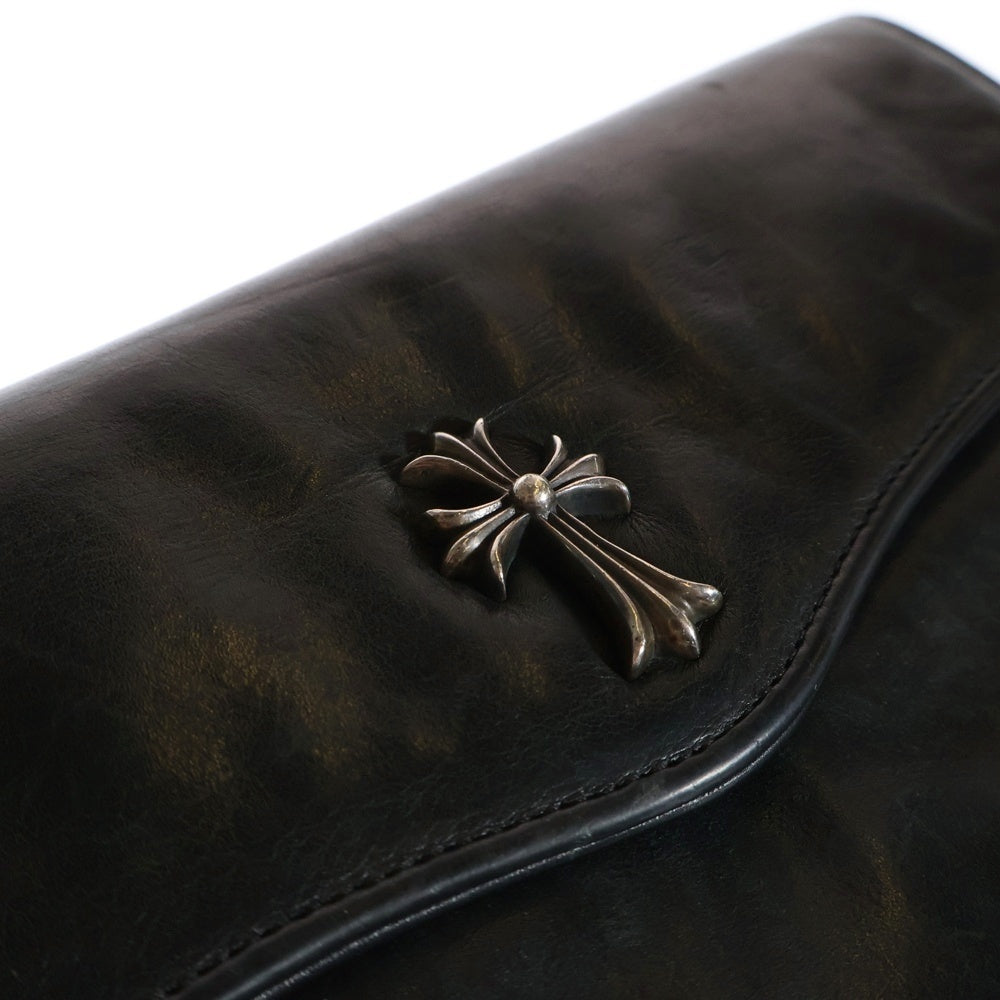 CHROME HEARTS(クロムハーツ) CH CRS SML CLUTCH BAG スモールCHクロス装飾 レザー フラット クラッチバッグ ブラック