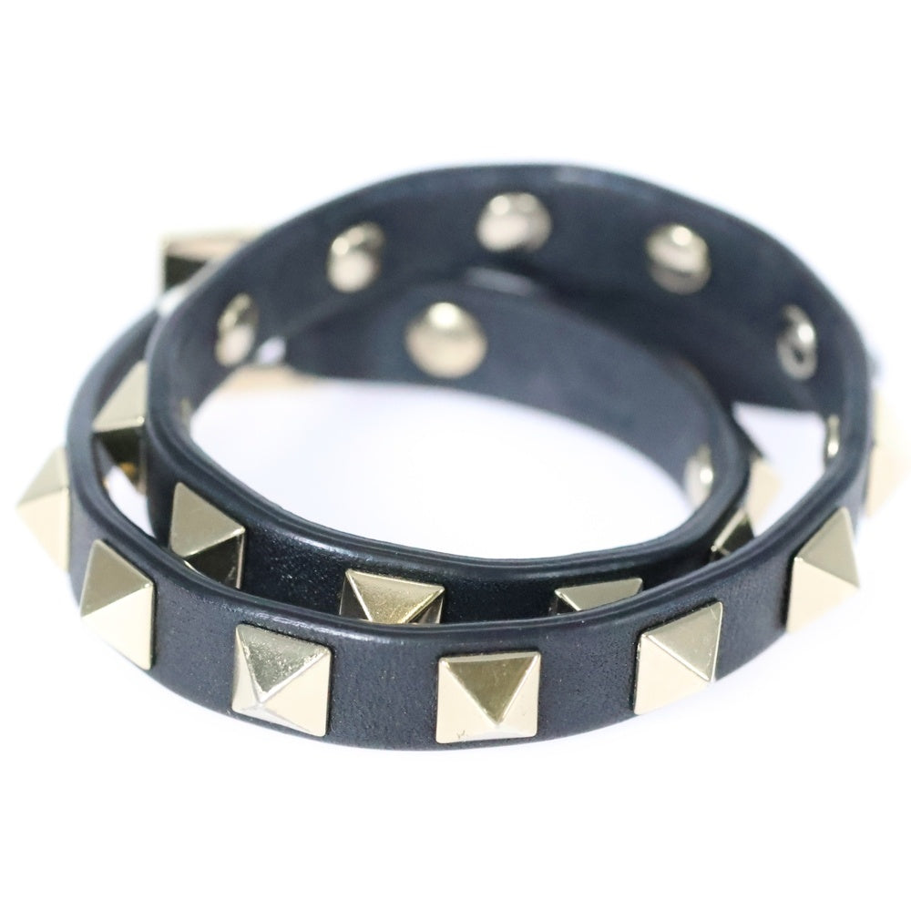 VALENTINO(ヴァレンティノ) ロックスタッズ レザー ブレスレット ブラック レディース WJ0703VIT