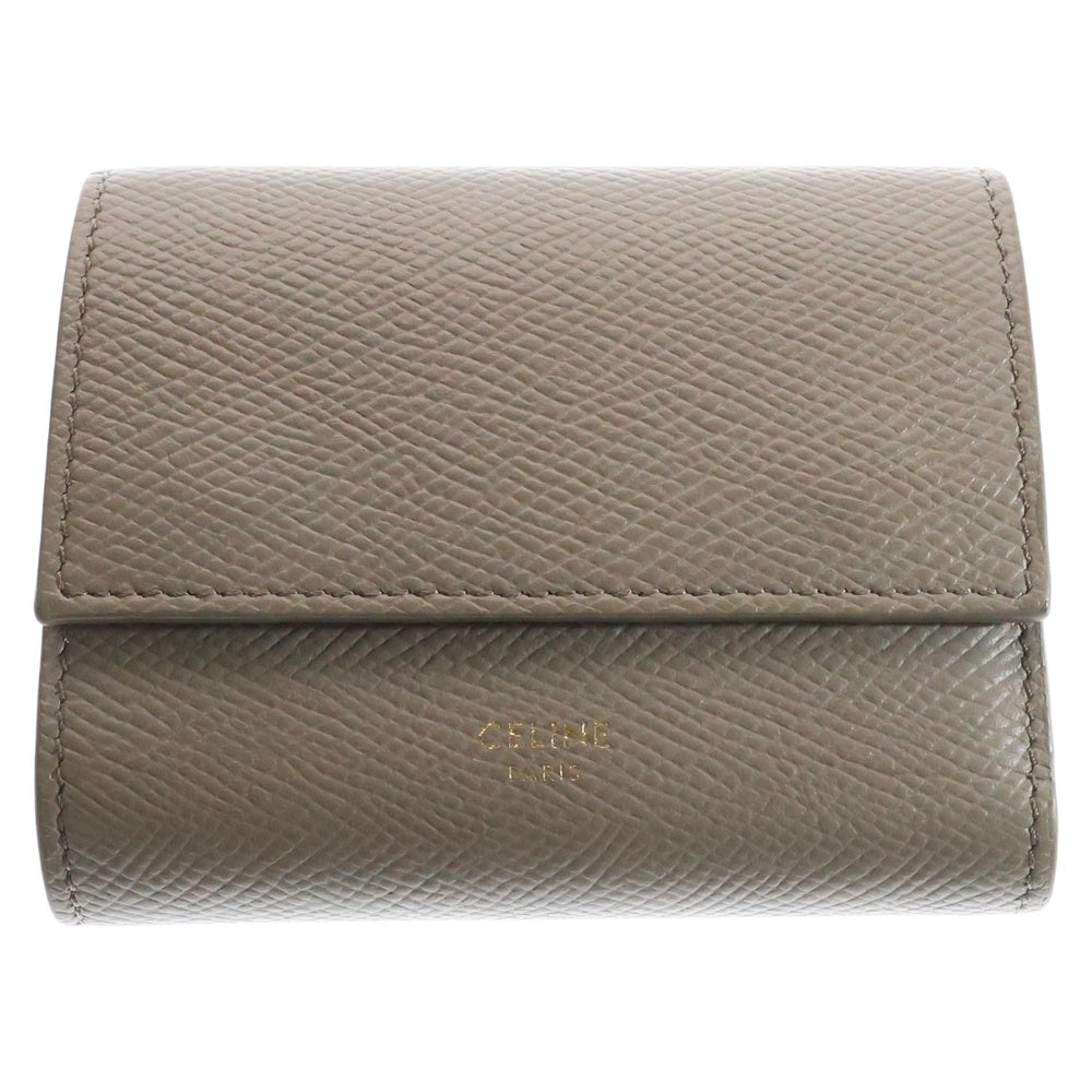 CELINE(セリーヌ) スモールトリフォールドウォレット グレインドカーフスキン 三つ折り財布 10B573BEL グレー