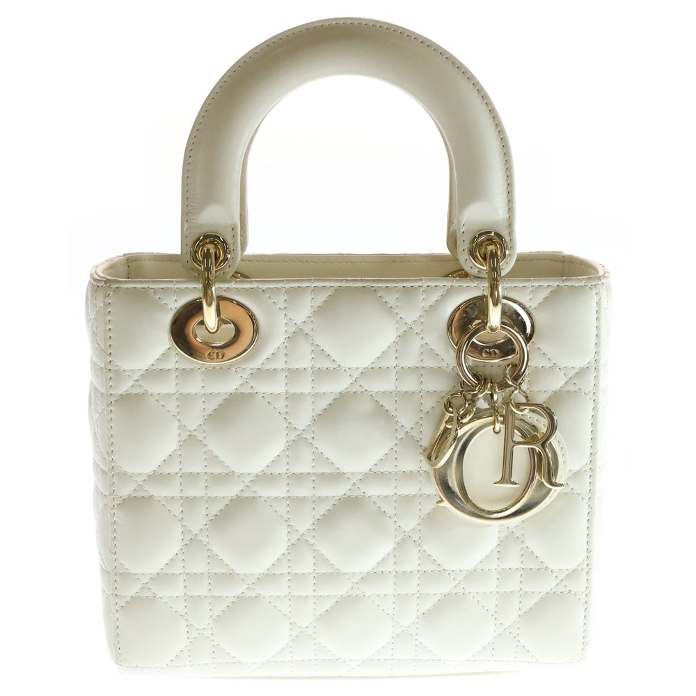 Christian Dior(クリスチャンディオール) LADY DIOR レディディオール カナージュ スモール 2WAYショルダーバッグ ハンドバッグ レディース 88-MA-0252 ホワイト