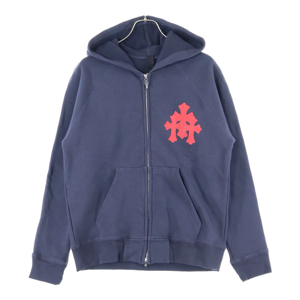 CHROME HEARTS(クロムハーツ) Y NOT クロスパッチ付きジップアップパーカー フーディー ネイビー