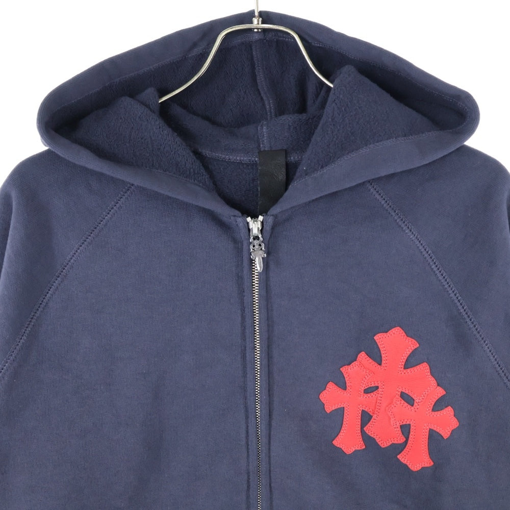 CHROME HEARTS(クロムハーツ) Y NOT クロスパッチ付きジップアップパーカー フーディー ネイビー