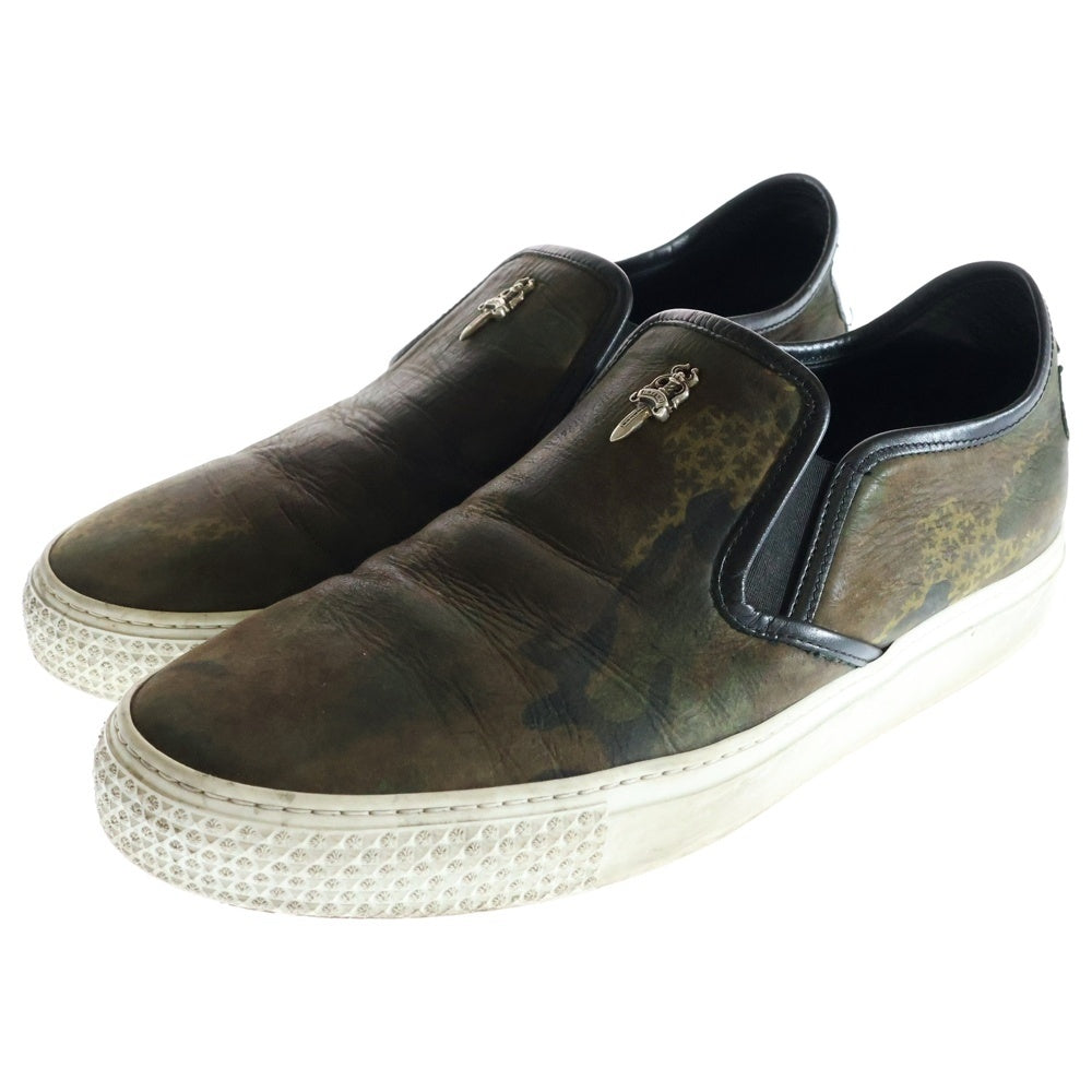 CHROME HEARTS(クロムハーツ) SLIP ON BLK CALF スリッポン CHプラスレザーパッチダガー付レザースリッポン