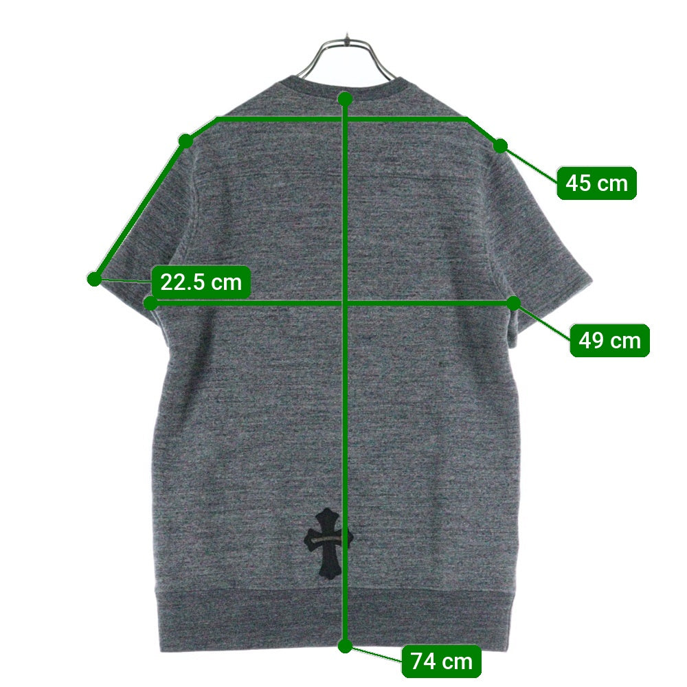 CHROME HEARTS(クロムハーツ) Cross Patch Scroll Label Crewneck Sweatshirt クロスパッチクルーネックスウェットシャツ 半袖スウェットTシャツ グレー