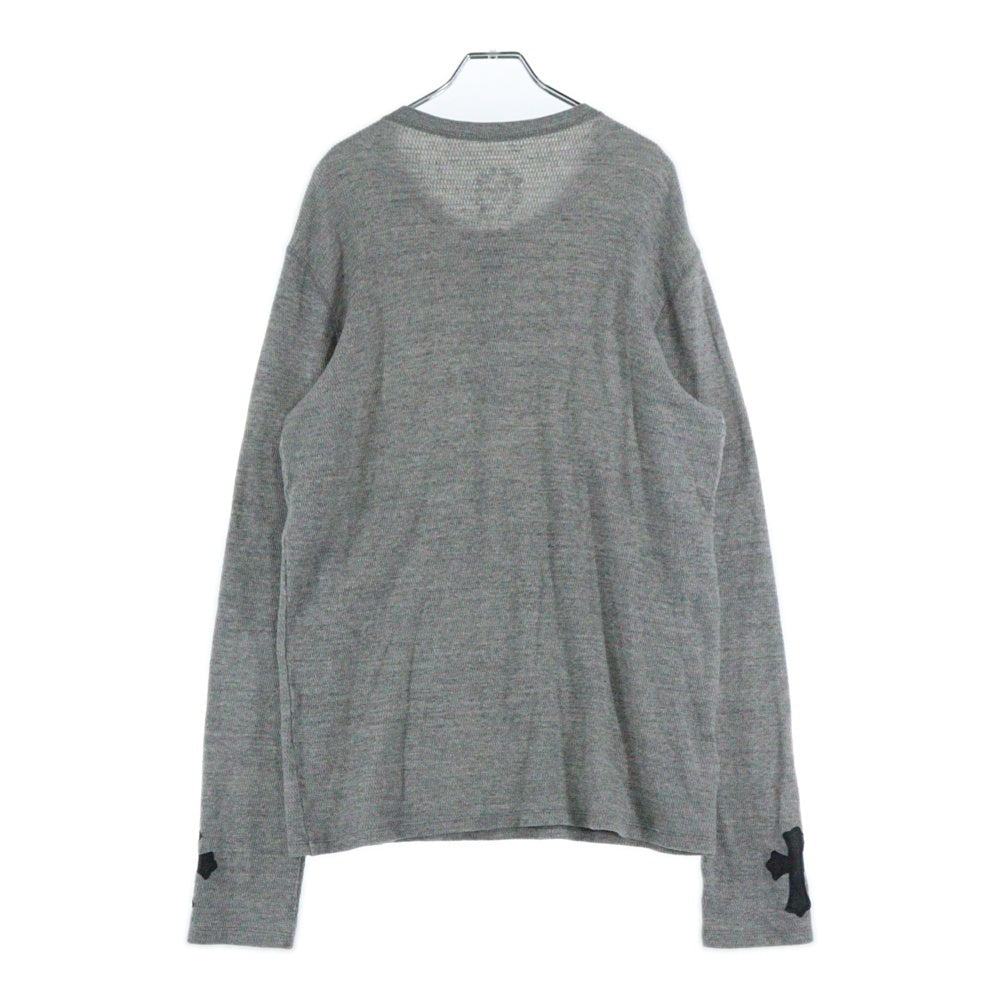 CHROME HEARTS(クロムハーツ) クロスパッチ付き ヘンリーネック ロングスリーブシャツ グレー