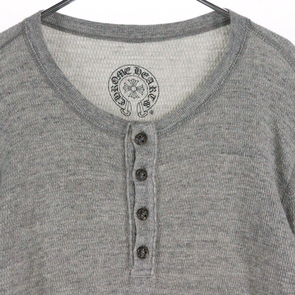 CHROME HEARTS(クロムハーツ) クロスパッチ付き ヘンリーネック ロングスリーブシャツ グレー