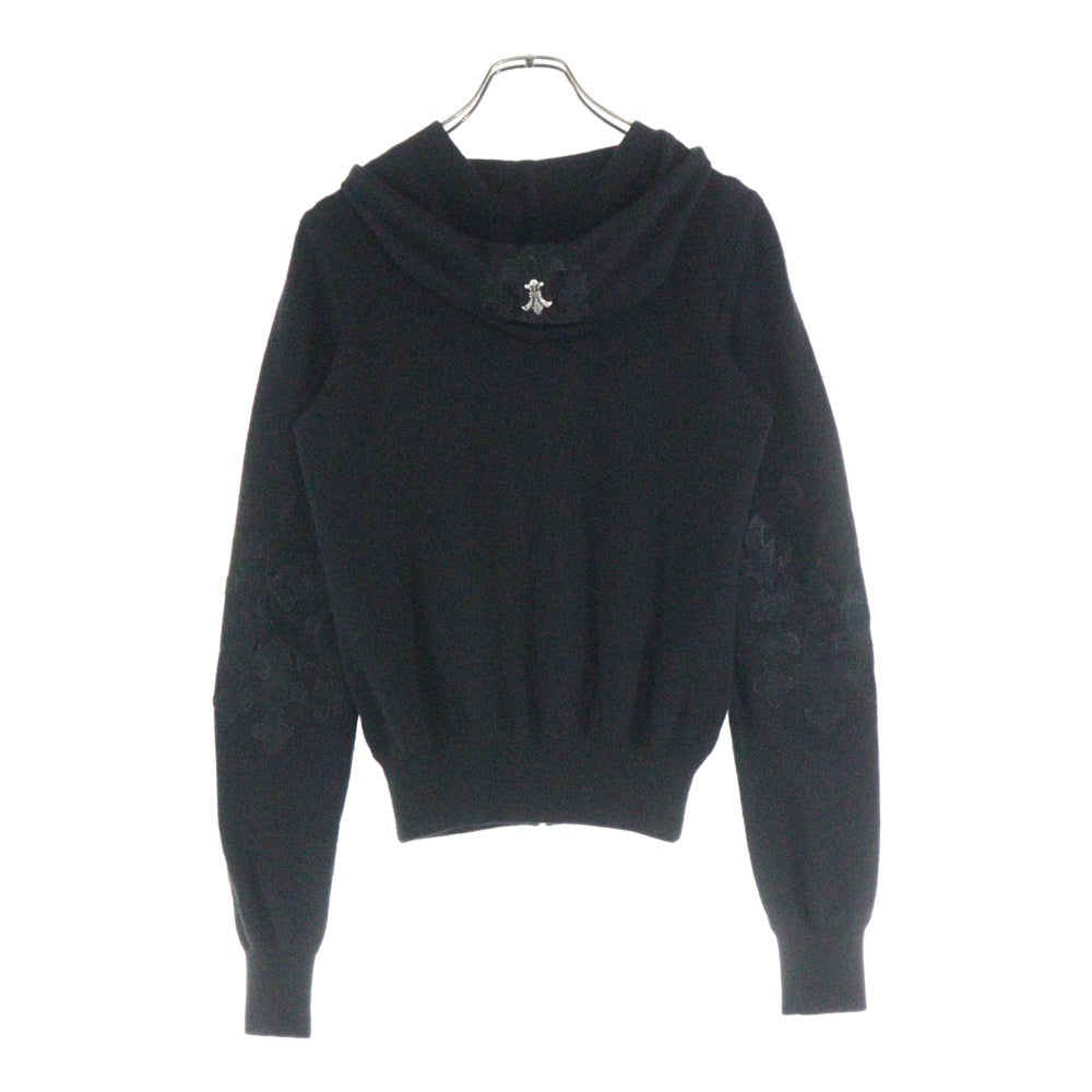 CHROME HEARTS(クロムハーツ) CHフレア装飾 フレアパッチ付き カシミアジップパーカー ブラック
