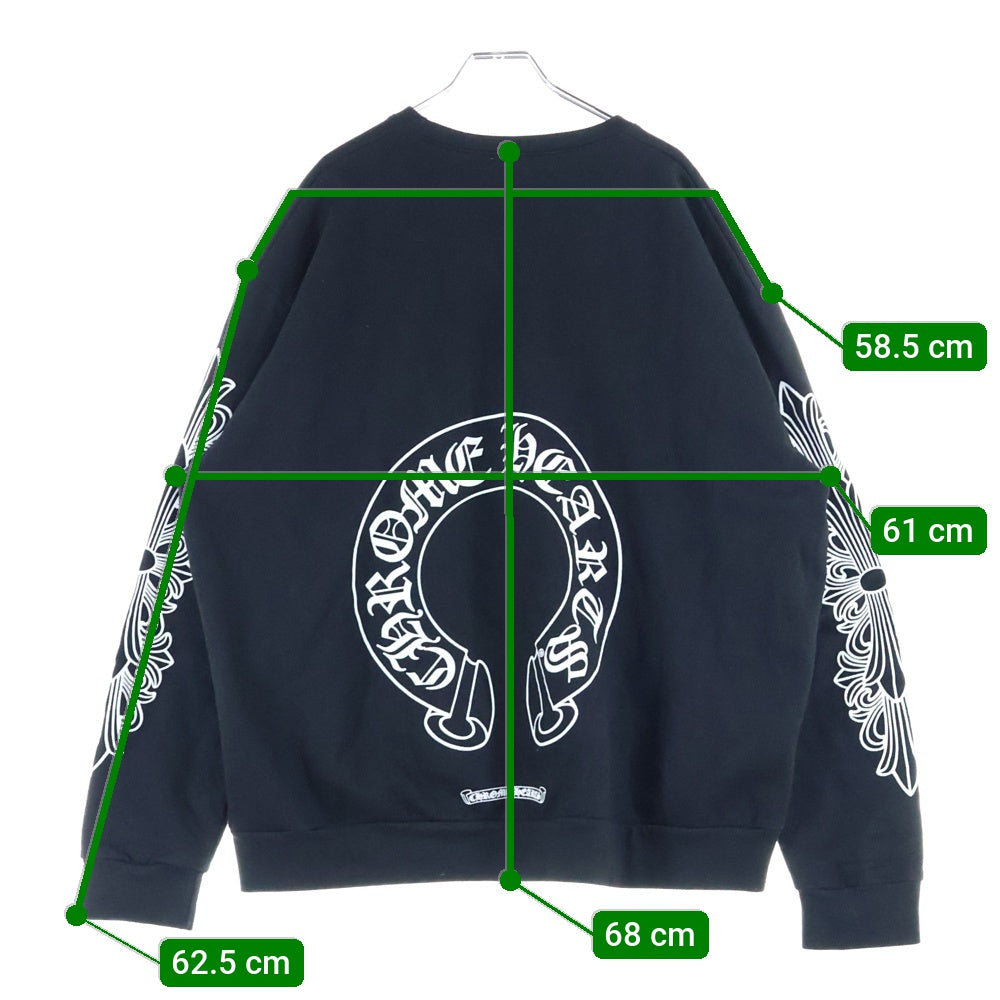 CHROME HEARTS(クロムハーツ) Horseshoe L/S Sweatshirt ホースシュープリント 袖フローラル スウェット ブラック