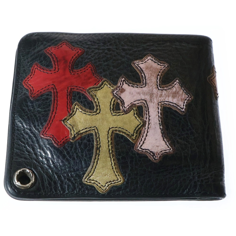 CHROME HEARTS(クロムハーツ) 1SNAP 1スナップクロスボールボタン マルチパッチ レザーウォレット 財布 ブラッ ク