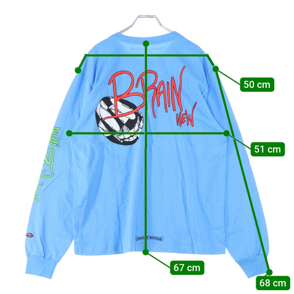 CHROME HEARTS(クロムハーツ) ×MATTY BOY BRAIN NEW L/S TEE ×マッティボーイ ブレインニュー クルーネック長袖Tシャツカットソー ロングスリーブ ロンT ブルー