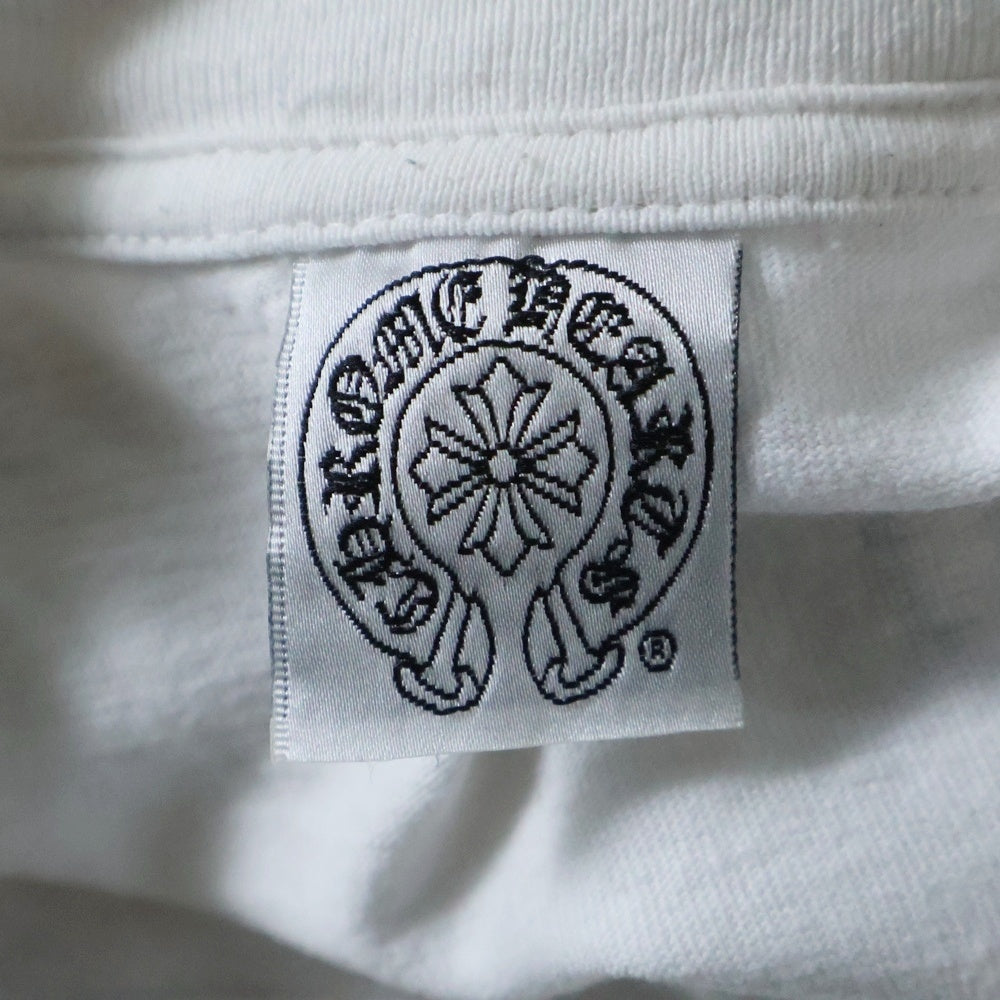 CHROME HEARTS(クロムハーツ) OLD NECK LOGO TEE ネックロゴ ホースシューバッククロス 半袖Tシャツ カットソー ホワイト