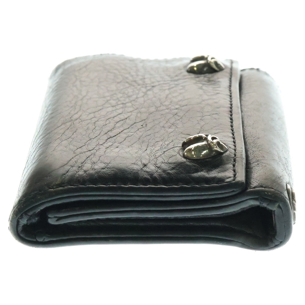 CHROME HEARTS(クロムハーツ) 3FOLD 3フォールド ハートボタン レザーウォレット 財布 ブラック