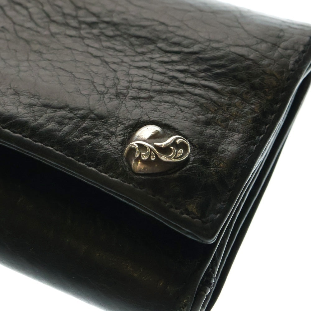 CHROME HEARTS(クロムハーツ) 3FOLD 3フォールド ハートボタン レザーウォレット 財布 ブラック