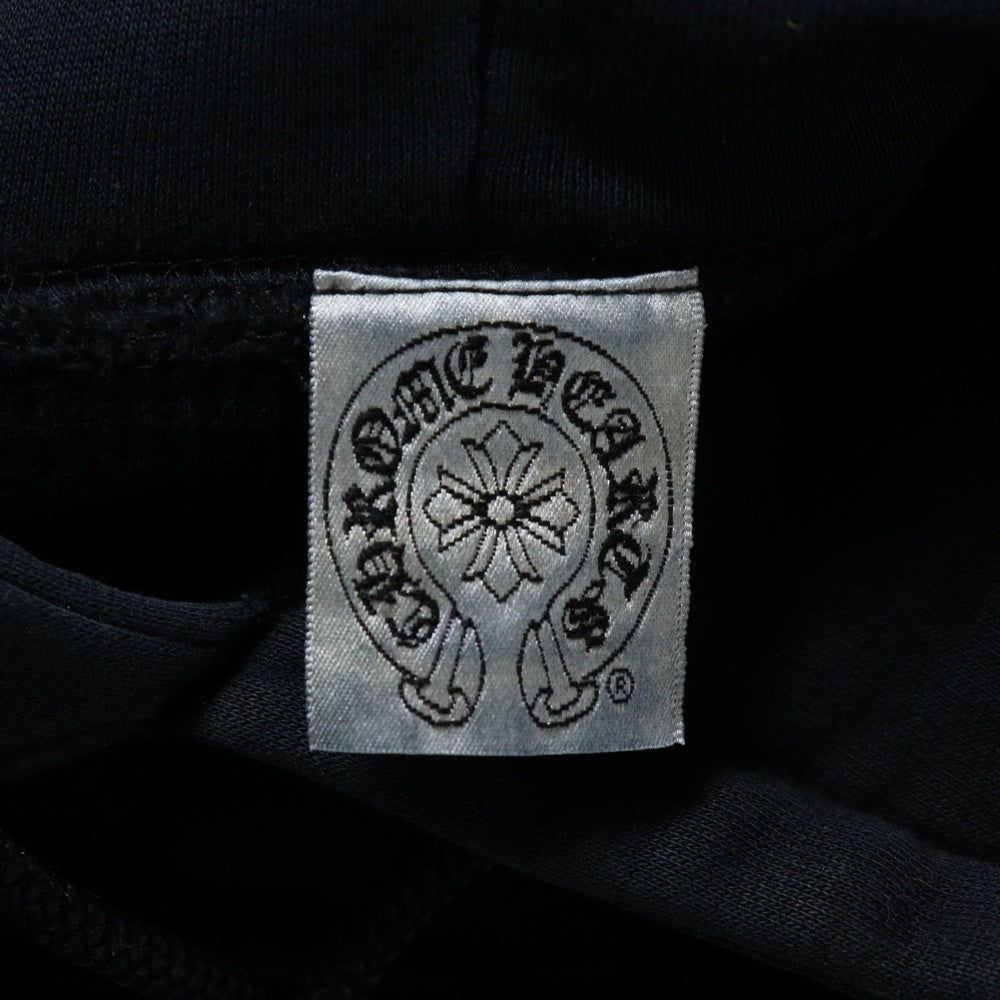 CHROME HEARTS(クロムハーツ) OLD HORSESHOE HOODIE オールド ホースシュー 袖フローラルプリント サーマル裏地 ダガー プルオーバーパーカー ブラック