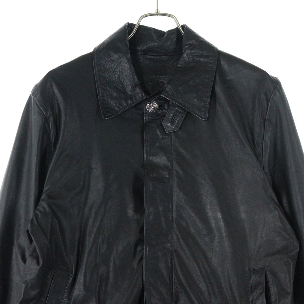 CHROME HEARTS(クロムハーツ) クロスボールボタンレザーロングコート ブラック JVP