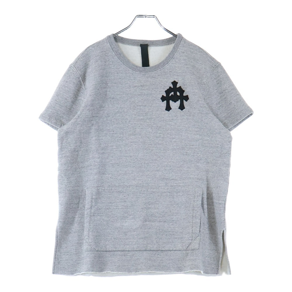 CHROME HEARTS(クロムハーツ) Y NOT Cemetery Cross Leather Patch Sweat Tee セメタリークロスパッチ 半袖スウェットTシャツ グレー