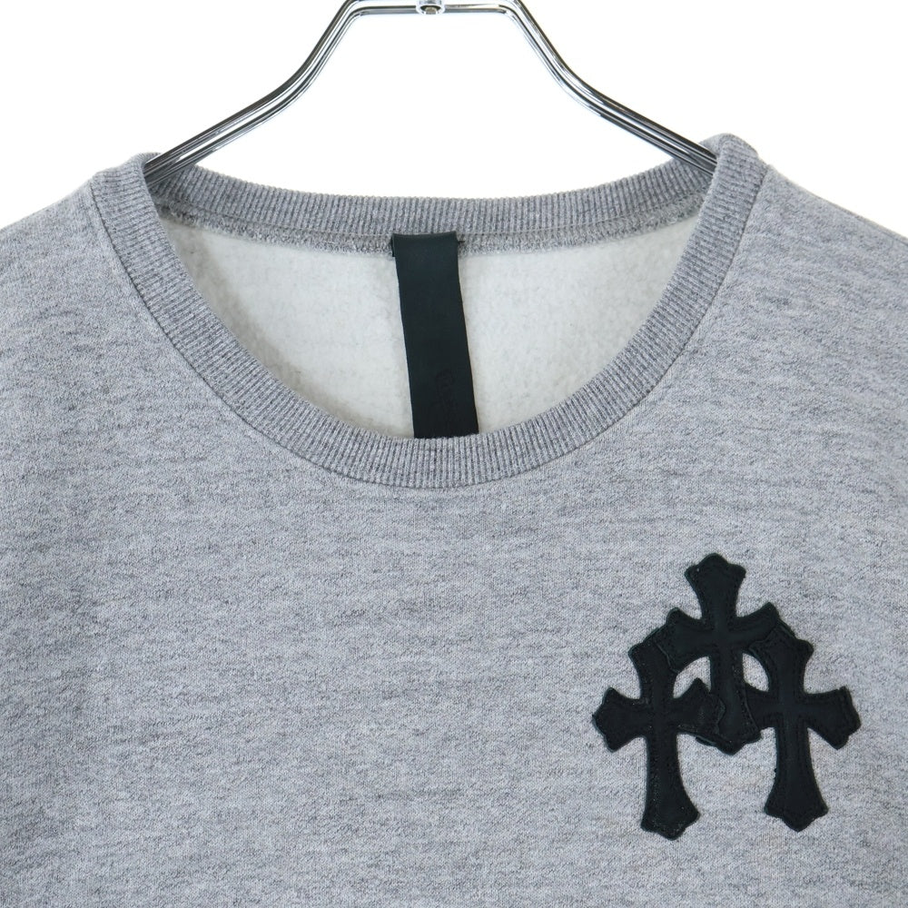 CHROME HEARTS(クロムハーツ) Y NOT Cemetery Cross Leather Patch Sweat Tee セメタリークロスパッチ 半袖スウェットTシャツ グレー