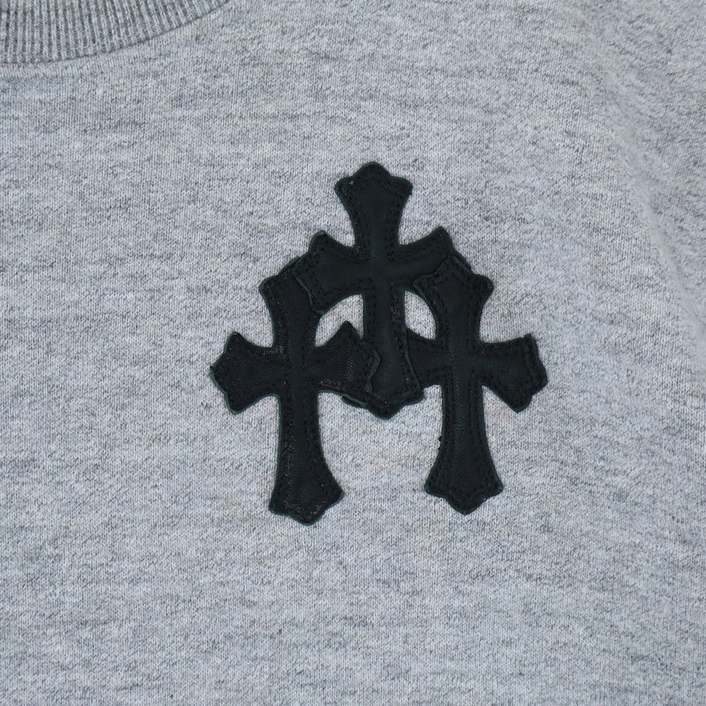 CHROME HEARTS(クロムハーツ) Y NOT Cemetery Cross Leather Patch Sweat Tee セメタリークロスパッチ 半袖スウェットTシャツ グレー