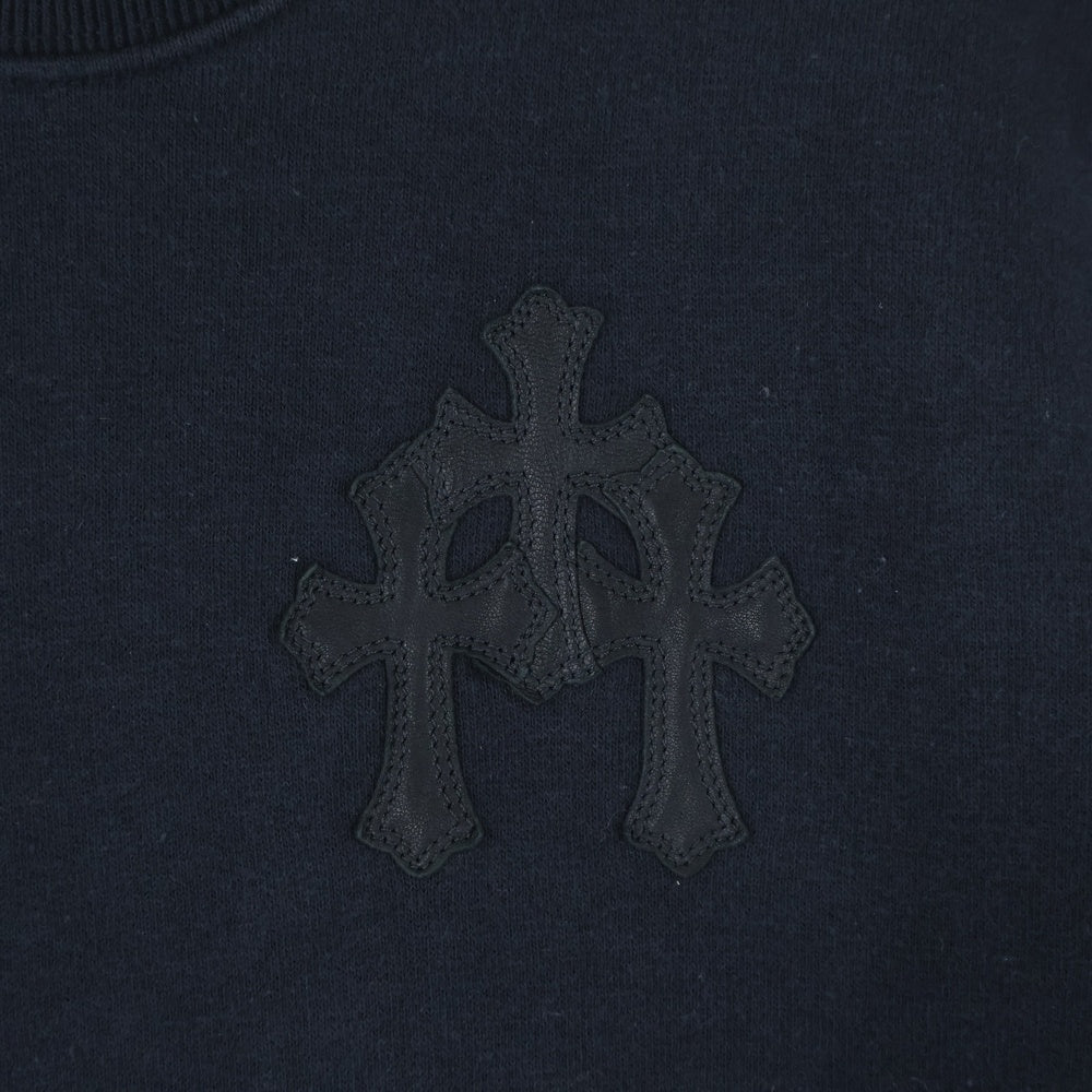 CHROME HEARTS(クロムハーツ) Y NOT Cemetery Cross Leather Patch Sweat Tee セメタリークロスパッチ 半袖スウェットTシャツ ブラック