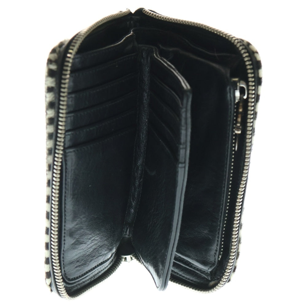 CHROME HEARTS(クロムハーツ) REC F ZIP #2 ハラコレザー ラウンドジップ ロングウォレット 長財布 ブラック/ホワイト