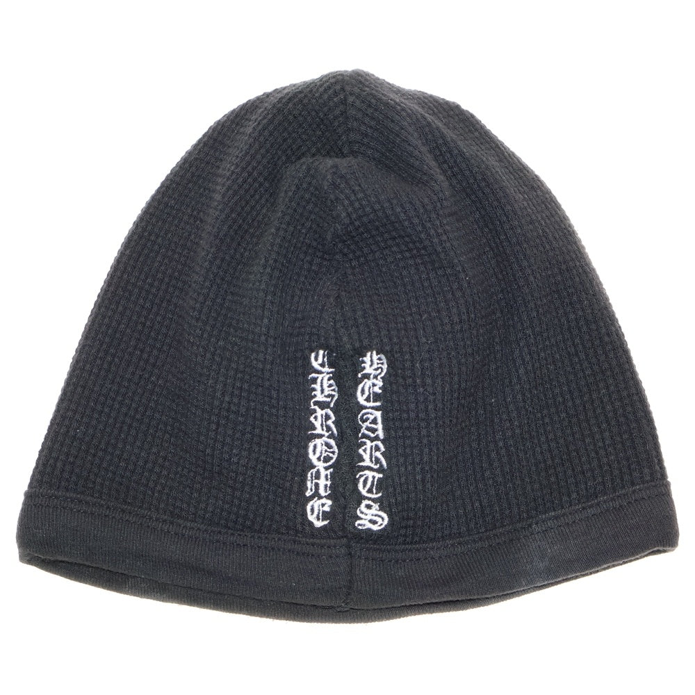 CHROME HEARTS(クロムハーツ) CHクロス ロゴ刺繍 サーマル ワッフル生地 ニットキャップ ビーニー 帽子 ブラック