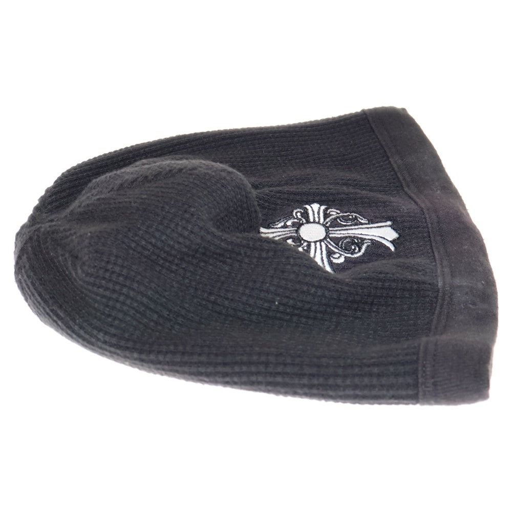 CHROME HEARTS(クロムハーツ) CHクロス ロゴ刺繍 サーマル ワッフル生地 ニットキャップ ビーニー 帽子 ブラック