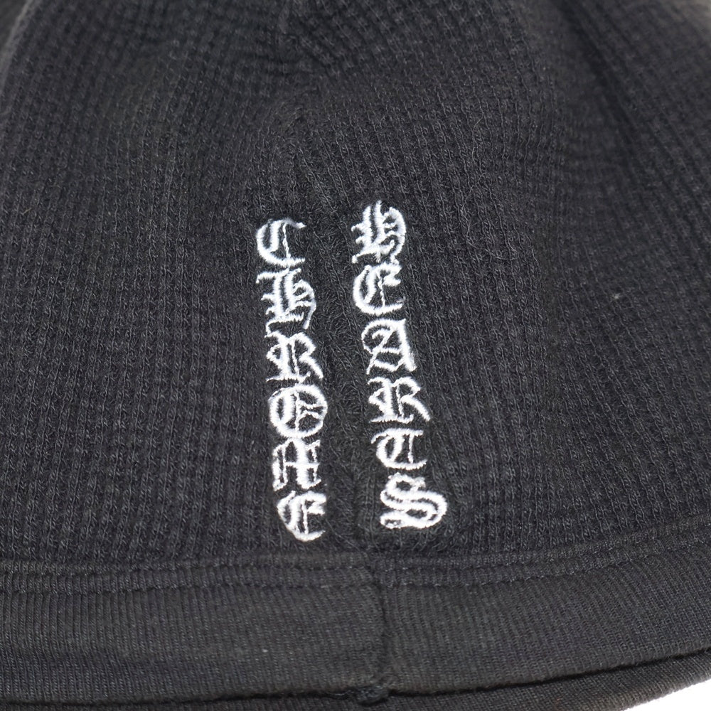 CHROME HEARTS(クロムハーツ) CHクロス ロゴ刺繍 サーマル ワッフル生地 ニットキャップ ビーニー 帽子 ブラック