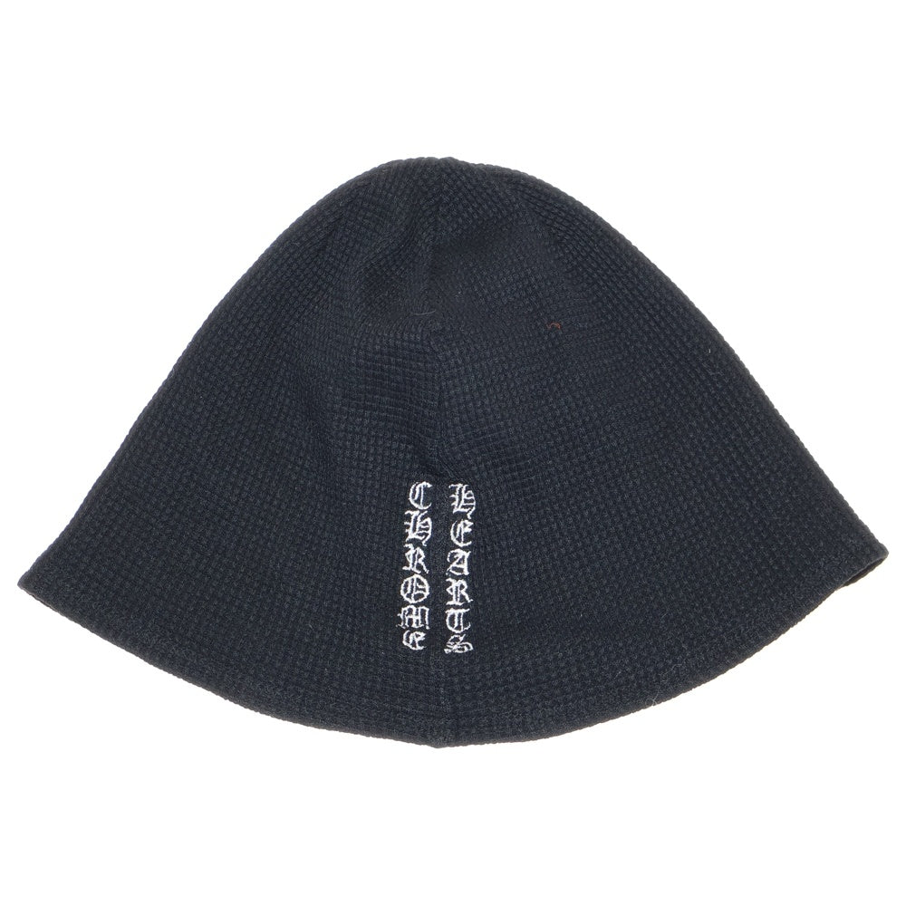 CHROME HEARTS(クロムハーツ) CHクロス ロゴ刺繍 サーマル ワッフル生地 ニットキャップ ビーニー 帽子 ブラック