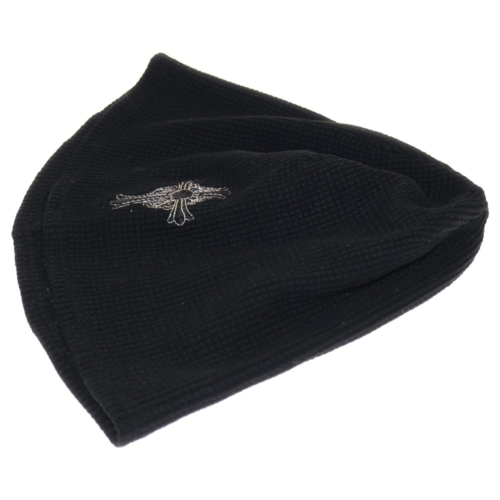 CHROME HEARTS(クロムハーツ) CHクロス ロゴ刺繍 サーマル ワッフル生地 ニットキャップ ビーニー 帽子 ブラック