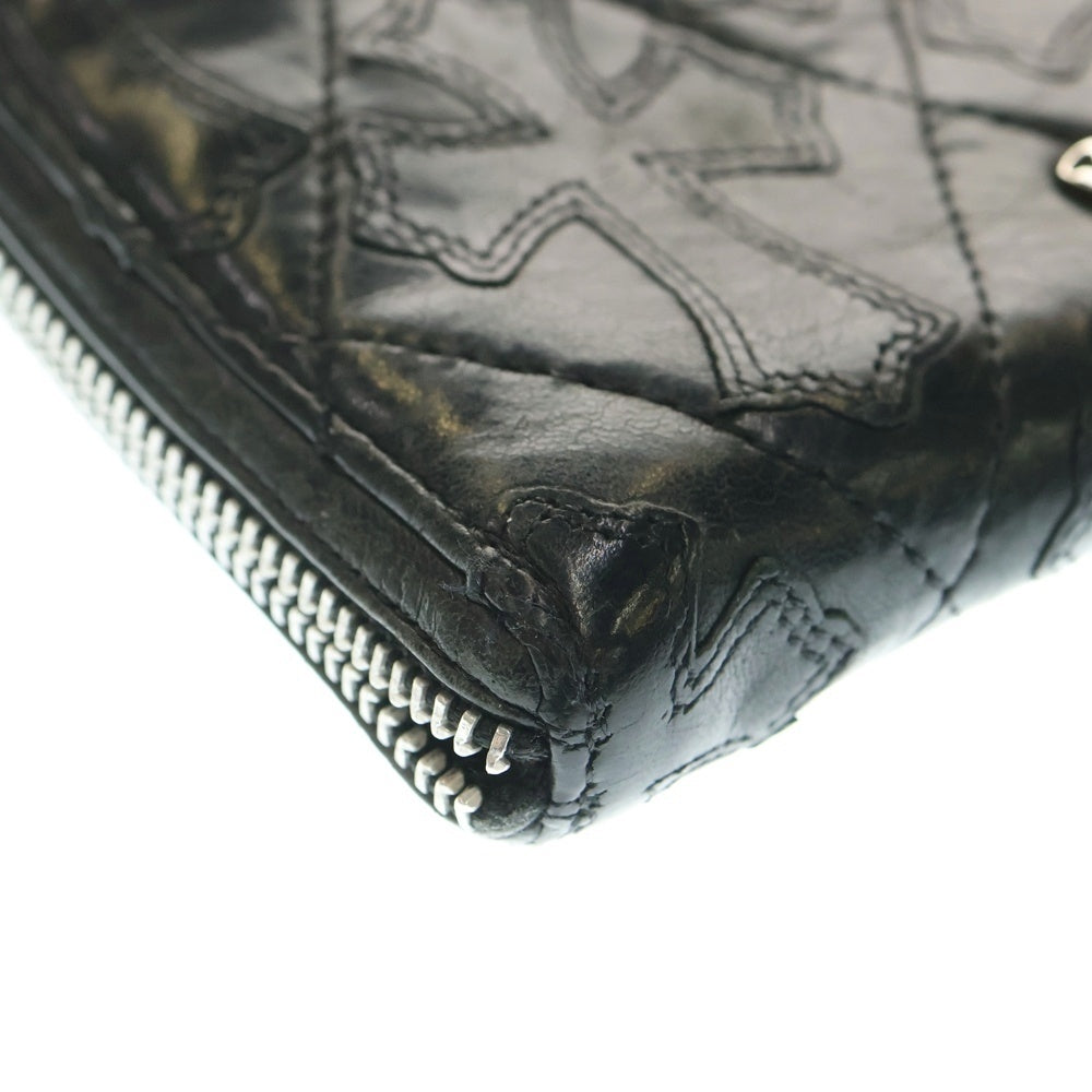 CHROME HEARTS(クロムハーツ) REC F ZIP QUILTED セメタリークロスキルティングレザーウォレット財布