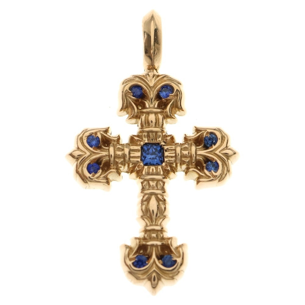 CHROME HEARTS(クロムハーツ) 22K CHARM FILIGREE TINY SAP タイニーフィリグリー PAVEサファイア ネックレストップ ゴールド