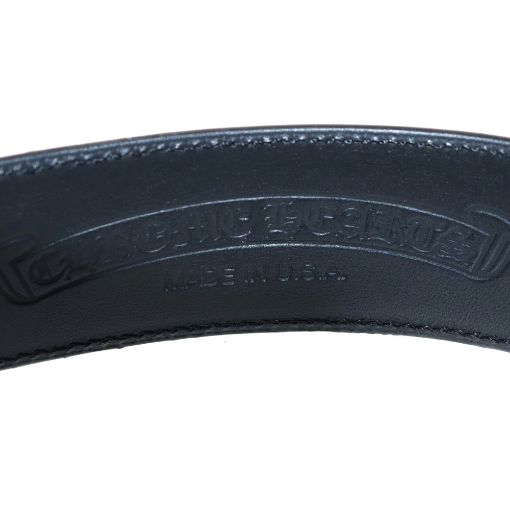 CHROME HEARTS(クロムハーツ) 1.5 STRAP 1.5inch スクロールレーベルリベッツ レザーベルト ブラック