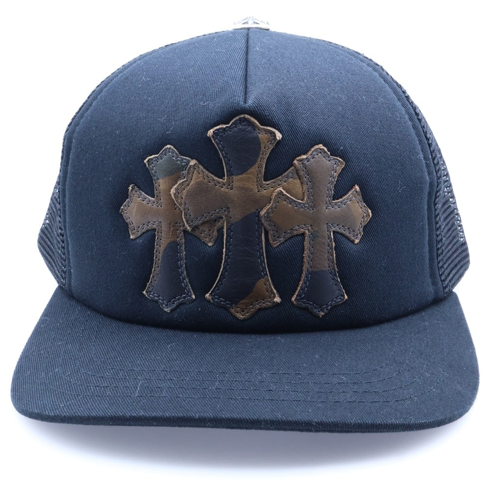 CHROME HEARTS(クロムハーツ) Cemetery Cross Patch Trucker Cap セメタリークロスパッチ トラッカー ベースボールキャップ 帽子 ブラック/カモ