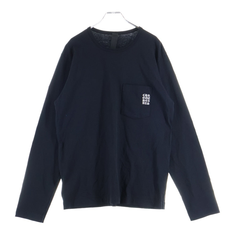 CHROME HEARTS(クロムハーツ) YNOT L/S TEE フロントロゴ刺繍 袖CHクロス刺繍 クルーネック 長袖Tシャツ ブラック