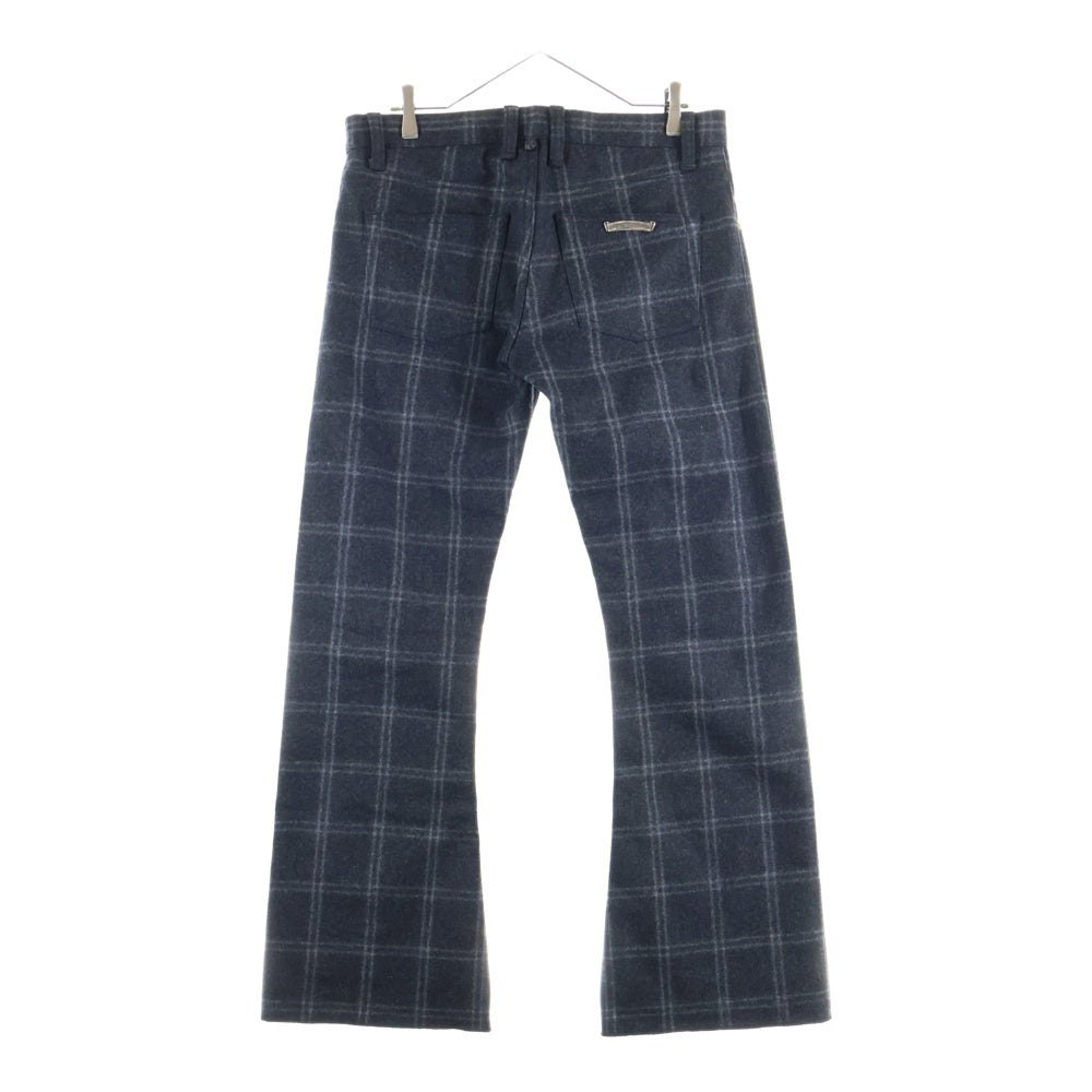CHROME HEARTS(クロムハーツ) チェック柄 ウールストレートパンツ グレー