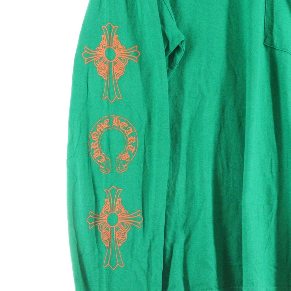 CHROME HEARTS(クロムハーツ) CH L S バックCHクロス ホースシュー アームロゴプリント 長袖カットソー ロンT グリーン