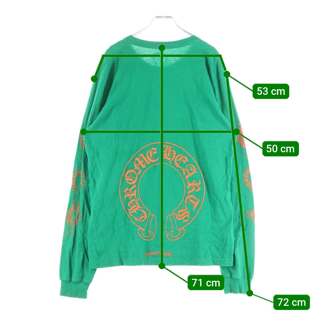 CHROME HEARTS(クロムハーツ) CH L S バックCHクロス ホースシュー アームロゴプリント 長袖カットソー ロンT グリーン