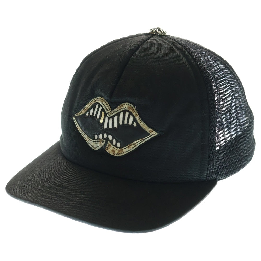 CHROME HEARTS(クロムハーツ) ×MATTY BOY Chomper Tracker Cap クロムハーツ×マッティボーイ チョンパートラッカーキャップ 帽子 パッチ ハラコ ヒョウ柄 クロスボール ブラック