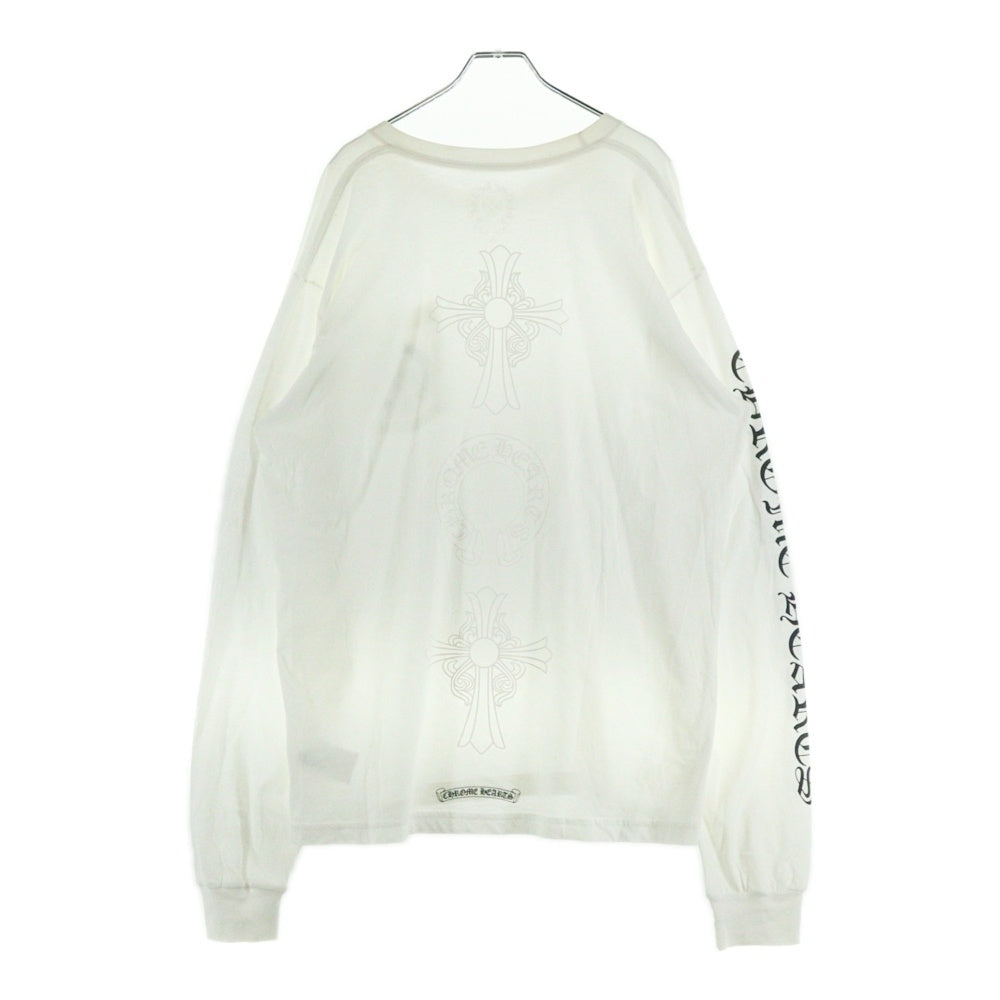 CHROME HEARTS(クロムハーツ) CH L S バックCHクロス ホースシュー アームロゴプリント 長袖カットソー ロンT ホワイト
