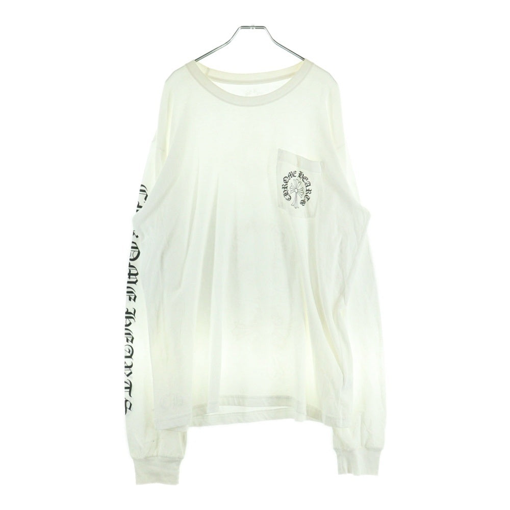 CHROME HEARTS(クロムハーツ) CH L S バックCHクロス ホースシュー アームロゴプリント 長袖カットソー ロンT ホワイト