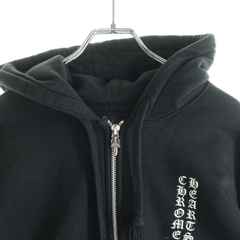 CHROME HEARTS(クロムハーツ) Back Cemetery Cross Print Zip Up Hoodie クロムハーツ バックセメタリークロスプリントジップアップフーディ パーカー 裏地サーマル ダガー ブラック