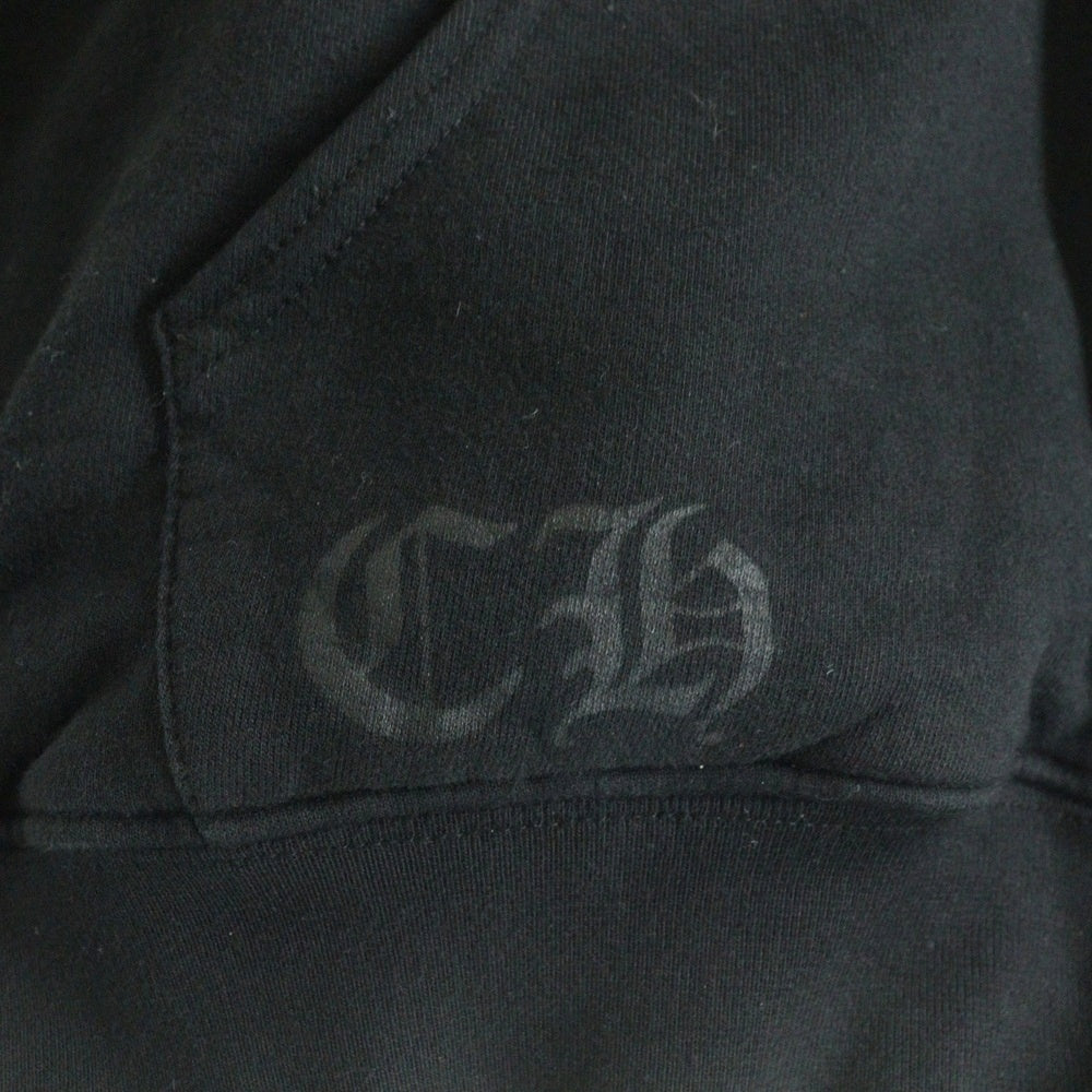 CHROME HEARTS(クロムハーツ) Back Cemetery Cross Print Zip Up Hoodie クロムハーツ バックセメタリークロスプリントジップアップフーディ パーカー 裏地サーマル ダガー ブラック