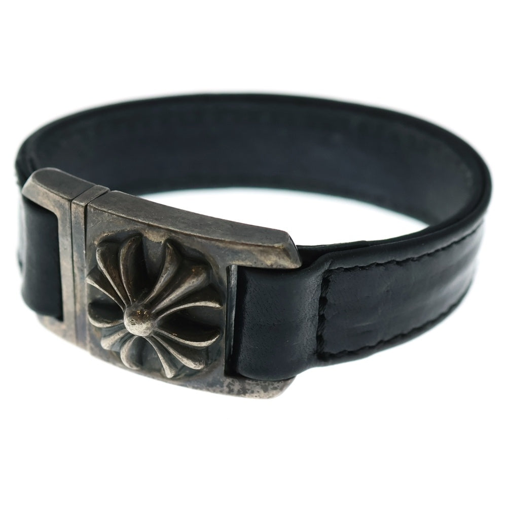 CHROME HEARTS(クロムハーツ) HARNESS CLASP ハーネスクラスプ レザーブレスレット ブラック/シルバー