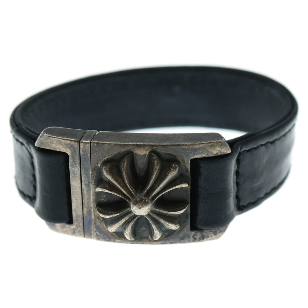 CHROME HEARTS(クロムハーツ) HARNESS CLASP ハーネスクラスプ レザーブレスレット ブラック/シルバー