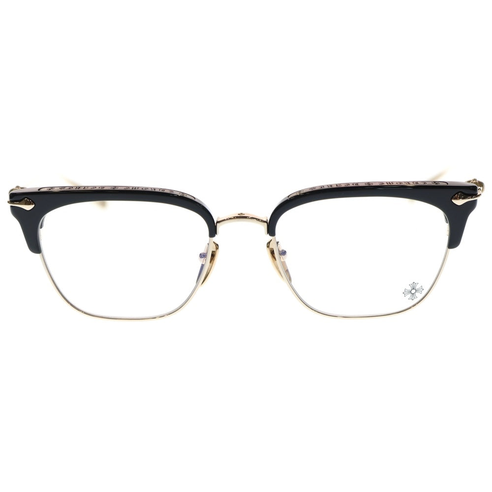 CHROME HEARTS(クロムハーツ) SLUNTRADICTION I クロスボールハーフリムスクエア眼鏡 ゴールド/ブラック